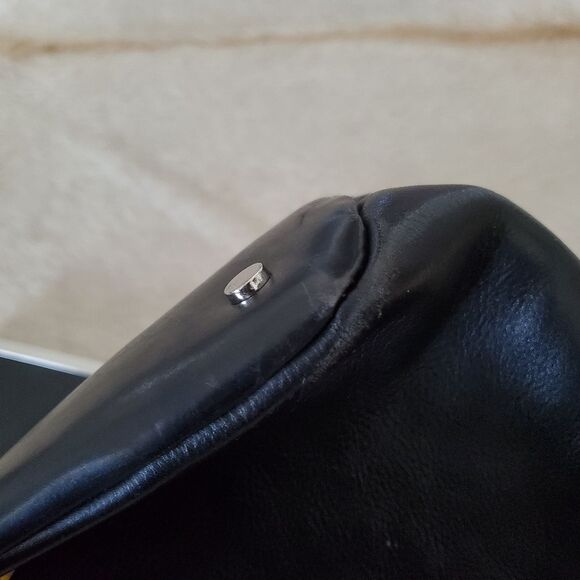 Kenneth Cole Large Tote Shoulder Bag Women's Black Green Leather Silver Hardware - Picture 9 of 15